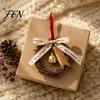 Indoor Festive Atmosphere Decor Christmas Bell Rattan Wreath Hanging Ornament, Rustic Door Handle Wind Retro Style Holiday Decorations Chime