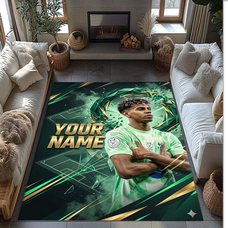Lamine Yamal Printed Crystal Velvet Rug Non‑Slip Crystal Velvet Carpet For Sofa Bedroom Indoor Home Decoration