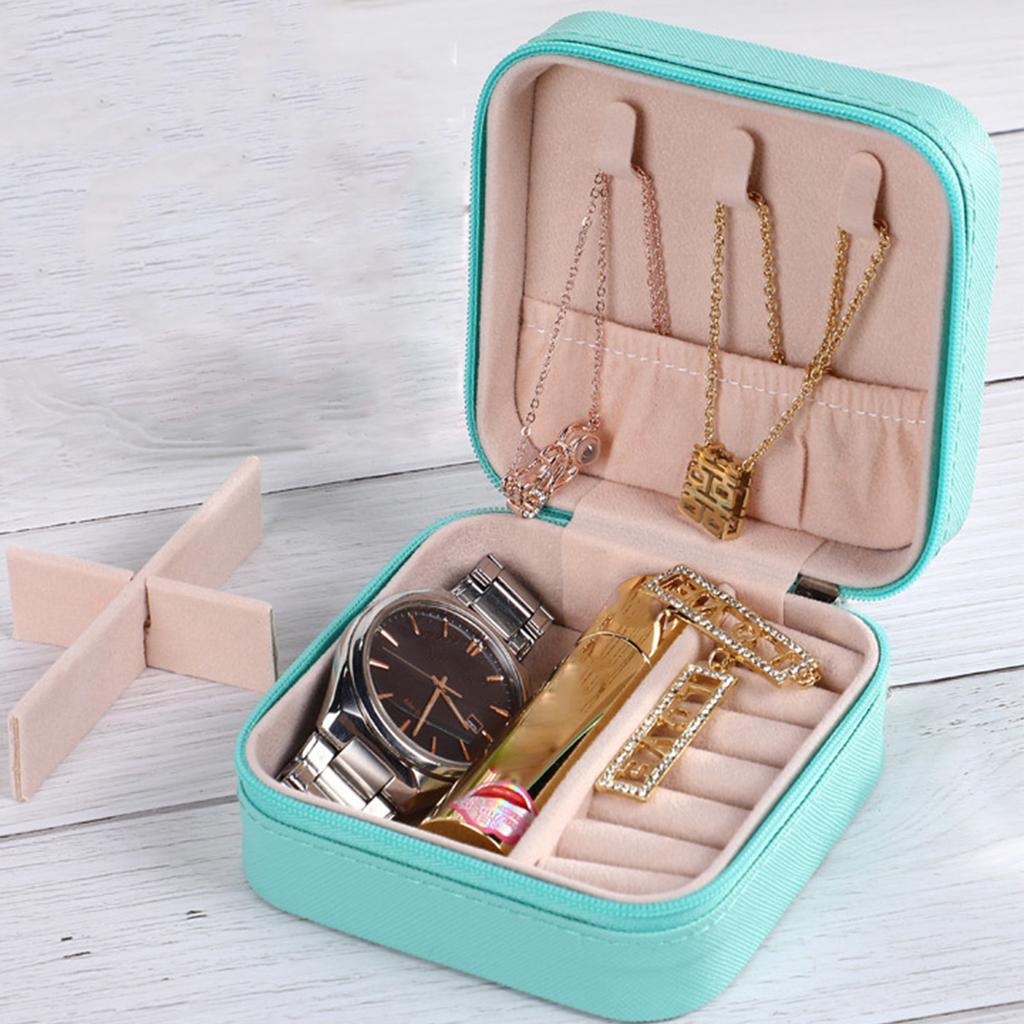 Jewelry Storage Box Gift Packaging Earring Necklace Ring Organize Accessories for Home Office Blue