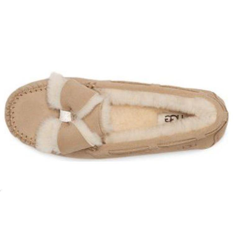 UGG Удобные тапочки с бантом из меха женские тапочки песочного цвета 1138373-SAN