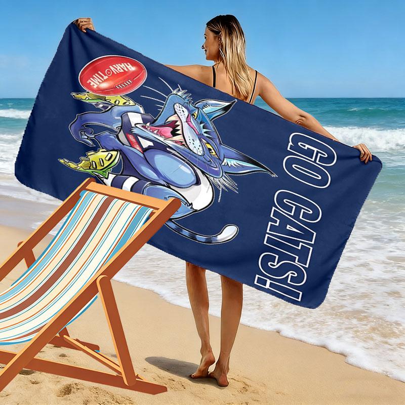 Cats Charge Print Beach Towel, Large Soft Quick Dry Towel for Beach Camping Swimming