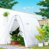 Polytunnel Greenhouse with Sandbags, Walk-In Tunnel Green House with 2 Doors and Screen Windows, 1.8 x 1.8 x 2m, White