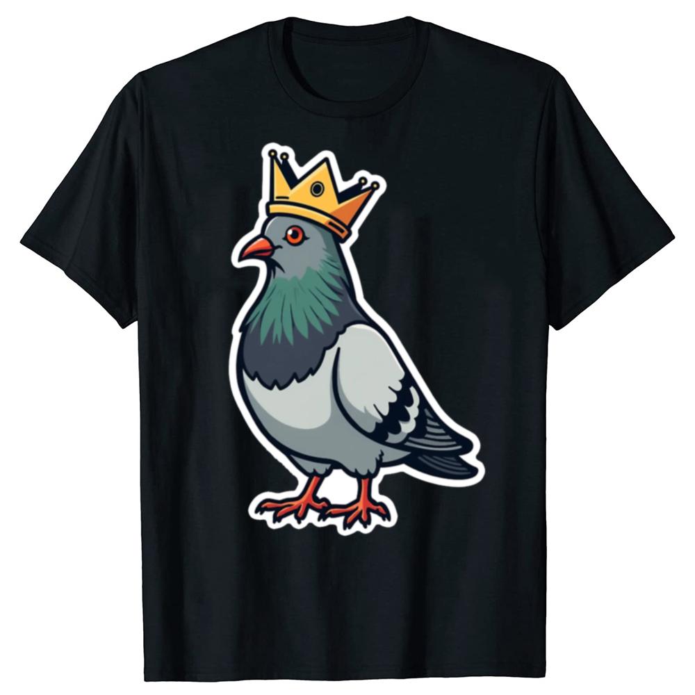 Funny Pigeon King Birds Graphic Tshirts Men Womens Fashion Casual Tshirt 100 Cotton Loose Oversized T Shirt