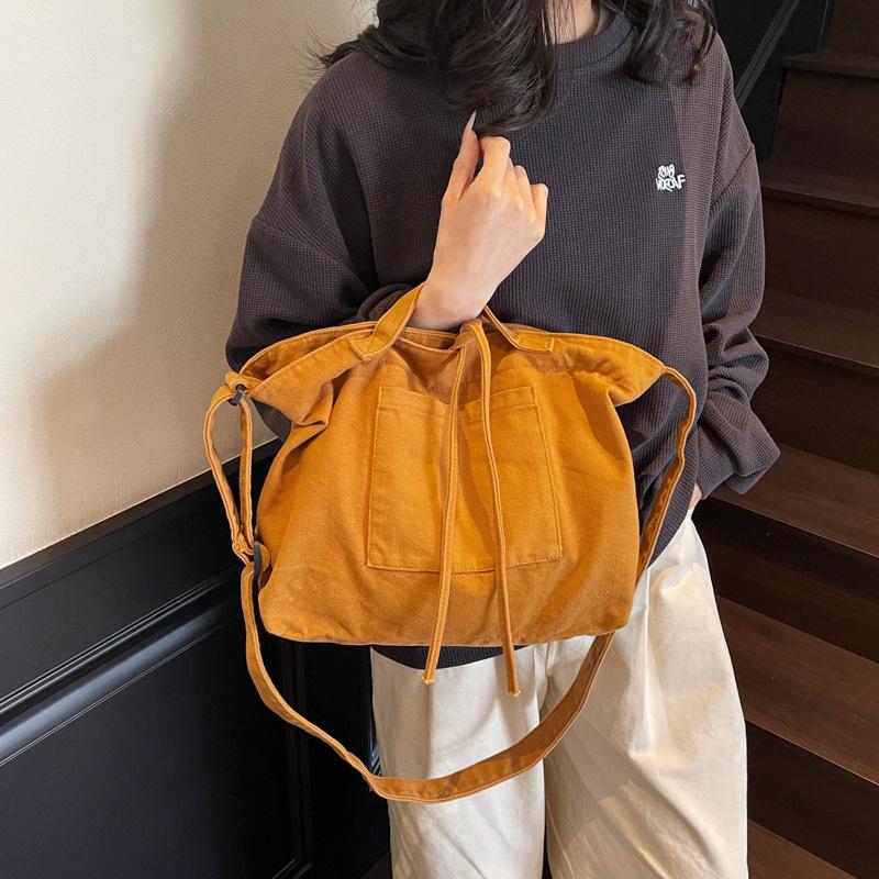 Stylish, Simple and Large-capacity Cloth Bag, New Solid Color Shoulder Bag, Korean Version Trendy Portable Messenger Bag.