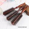 Solid Wood Pig Bristle Round Hair Roller Comb for Professional Styling and Home Use