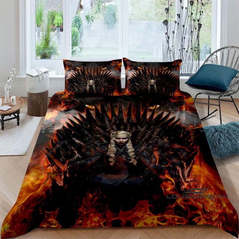 Game of Thrones-Themed Fantasy Adventure Bedding Set — Duvet Cover Set — Luxury Gift (Suitable for Double/Single Beds)