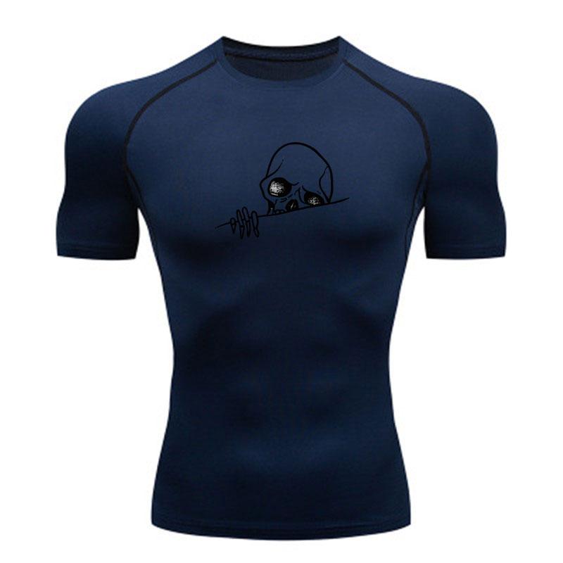 Men's Quick Dry Compression Athletic T-Shirt, Skull Peeking