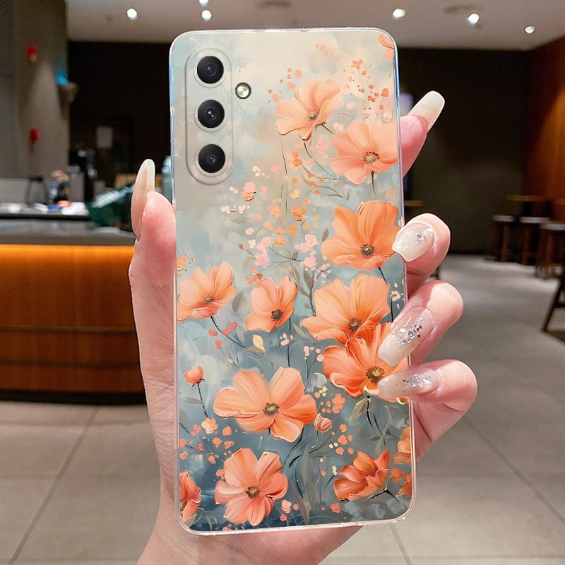 For Samsung A35 5G Case Aesthetic Flower Clear Soft Silicone Back Cover For Samsung Galaxy A35 A55 Phone Case SM-A356B SM-A556B