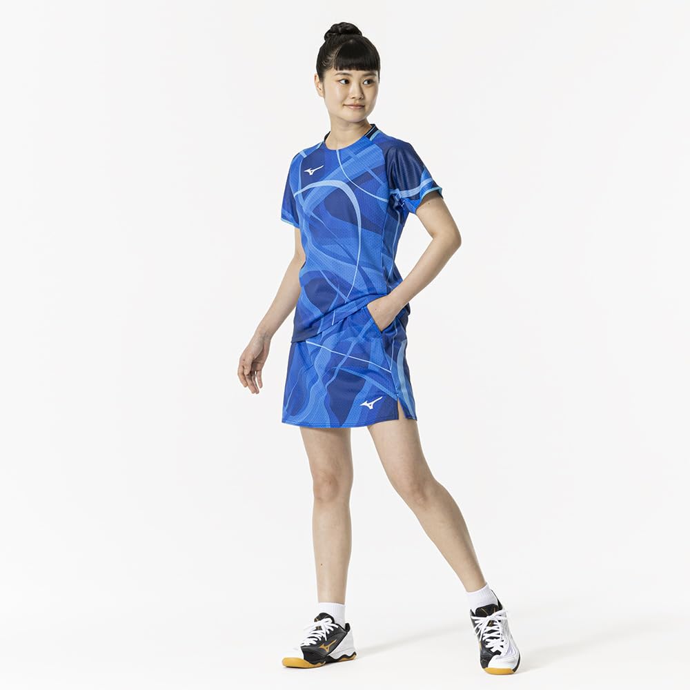 Mizuno Table Tennis All Japan Game Table Tennis National Blue Wear, Women's Skirt, Uniform, Women's Team, 82JBB700,