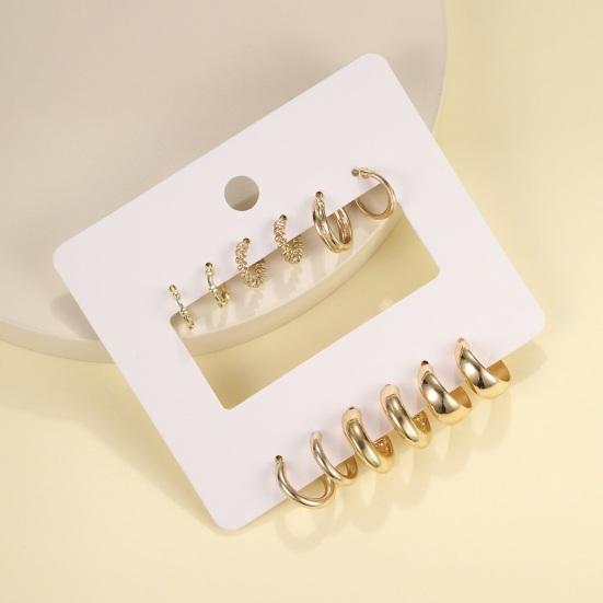 6 пар женских однотонных полированных сережек Huggie, гладких C-образных серег с гальваническим покрытием, украшения для ушей, ювелирные изделия