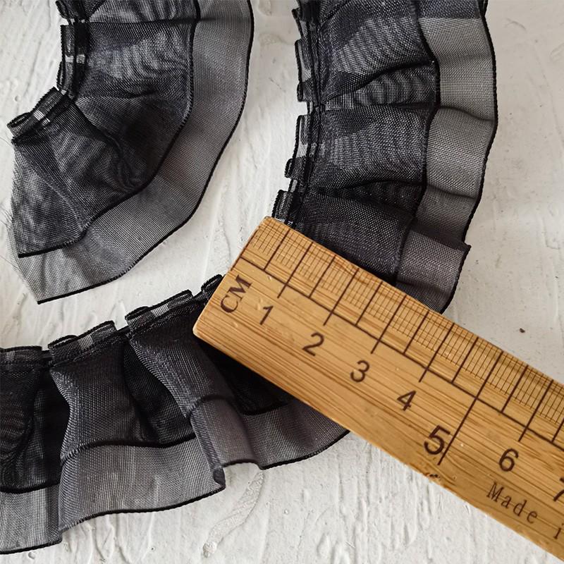 Черная кружевная органза для самостоятельного изготовления одежды и аксессуаров - украшение горловины и подола юбки