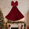 Long Streamers Large Christmas Bowknot Soft-Draping Wrinkle-Resistant Tree Bow with Long Tails DIY Solid Color
