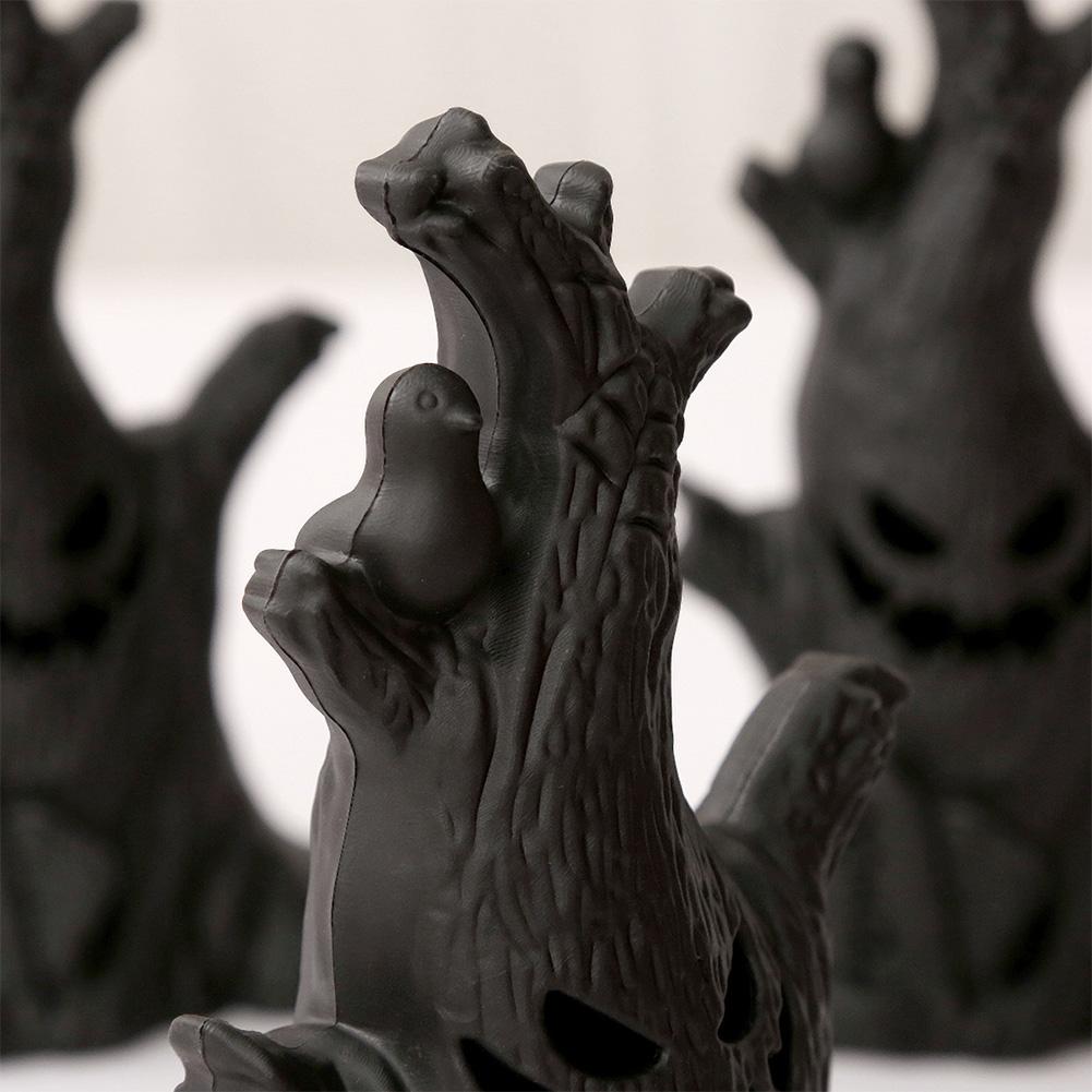 Хэллоуин светодиодная елка лицо фигурка на батарейках призрачное лицо дерево статуя жуткое дерево демон статуя для украшения дома с привидениями