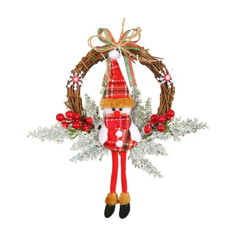 Рождественский венок Безликий старик Декор для подвешивания на дверь Подвесная гирлянда для Рождества Нового года Рождественское украшение 46см 35см