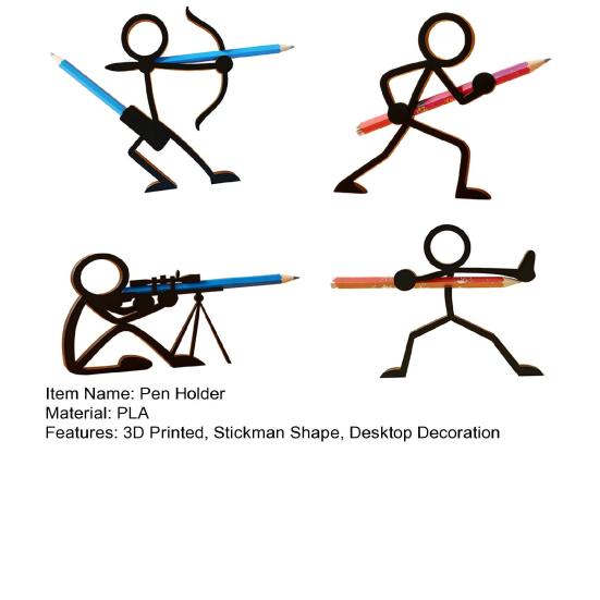 4 шт. 3D-печатный держатель для ручек Stickman, Стрелок, Снайпер, Мечник, Подставка для карандашей, Декор для дома и офиса на рабочий стол