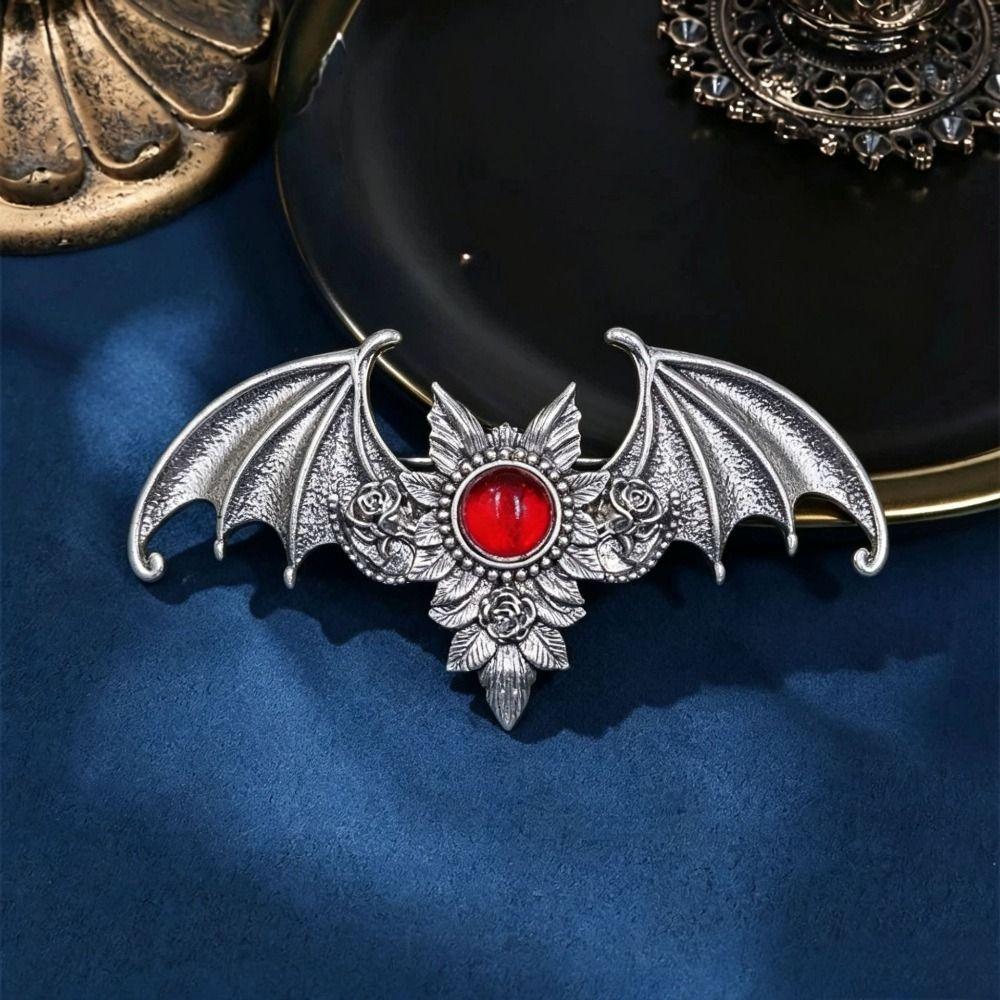 with Strong Grip Vintage Silvery Bat Hair Clip Viking Halloween Cosplay Hair Clip for Halloween