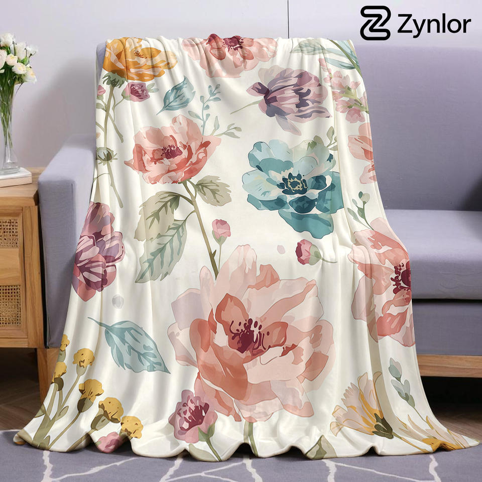 Vintage Watercolor Rose Ultra Soft Sherpa Fleece Blanket Fluffy Warm Halloween Cozy Throw for Sofa Couch Bedroom Gift All season
