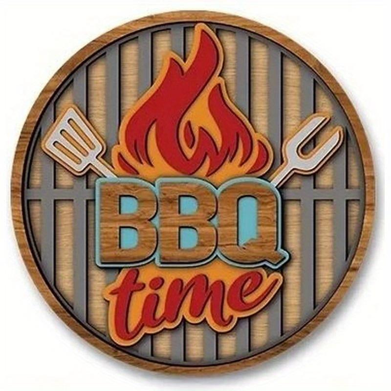 Деревянная винтажная ретро-пивная зона барбекю, круглая металлическая жестяная вывеска, деревенский декор, настенные художественные постеры, забавная железная картина для дома, бара, паба, кафе, гаража, двери, стены