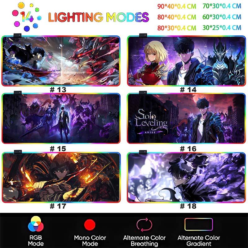 RGB-подсветка Коврик для мыши Аниме Solo Leveling Милые Аниме Девушки Большой Геймерские Аксессуары Overwatched Коврик для мыши Нескользящий Коврик для клавиатуры