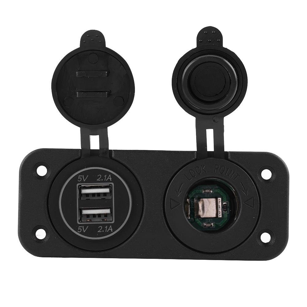 Адаптер гнезда прикуривателя 12 В с двойным USB-зарядным устройством 4,2 А для автомобиля, дома на колесах, яхты, автобуса