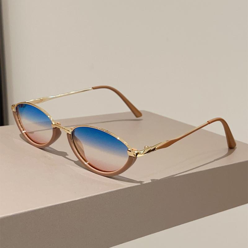 Овальные винтажные солнцезащитные очки женские стильные градиентные многоцветные повседневные декоративные солнцезащитные очки новый модный брендовый дизайн