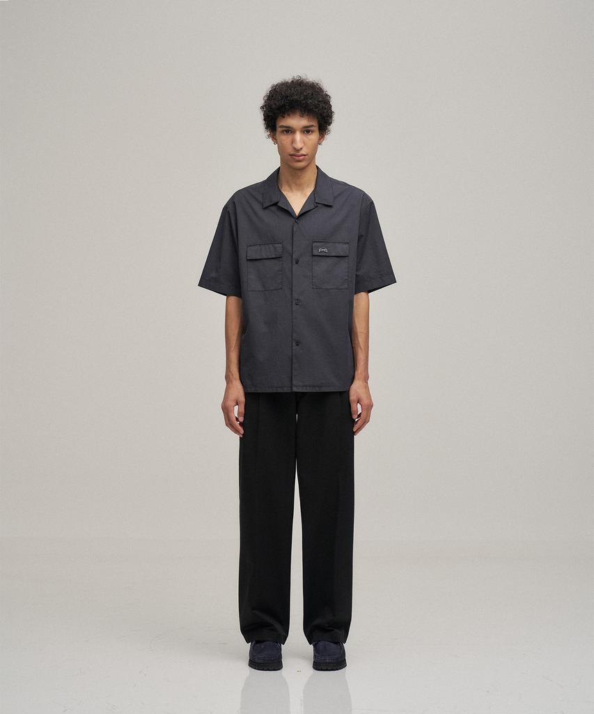 LE TIGRE Open Collar Overdyed Shirt (Almost Black)