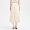 Shopping mall style embroidered mesh pleated half skirt for women in summer 2026, high waist slimming mid length A-line yarn skirt