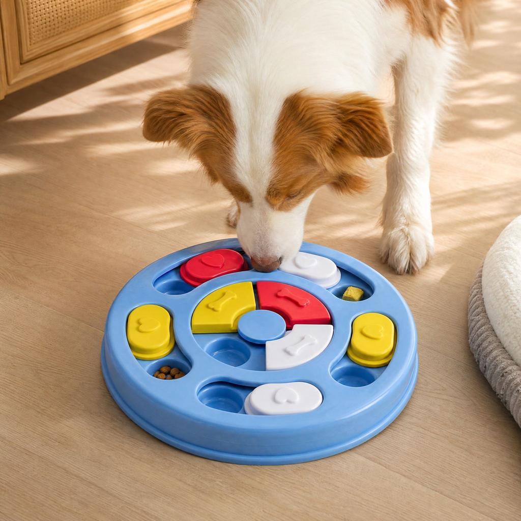 Dog Puzzle Feeder Slow Feeder Bowl for Training, Small Round Sky Blue Dog Bowl Pet Supplies