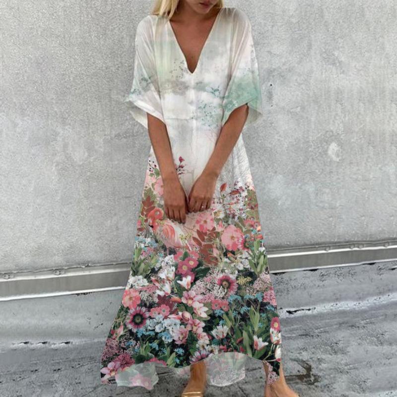 GMXIA Женская мода лето весна повседневные платья с рукавом 2/1 и v-образным вырезом