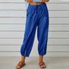 Women's Summer Cotton Linen Pants Elastic Waist Oversized Trousers Loose Drawstring Pocket Long Pants