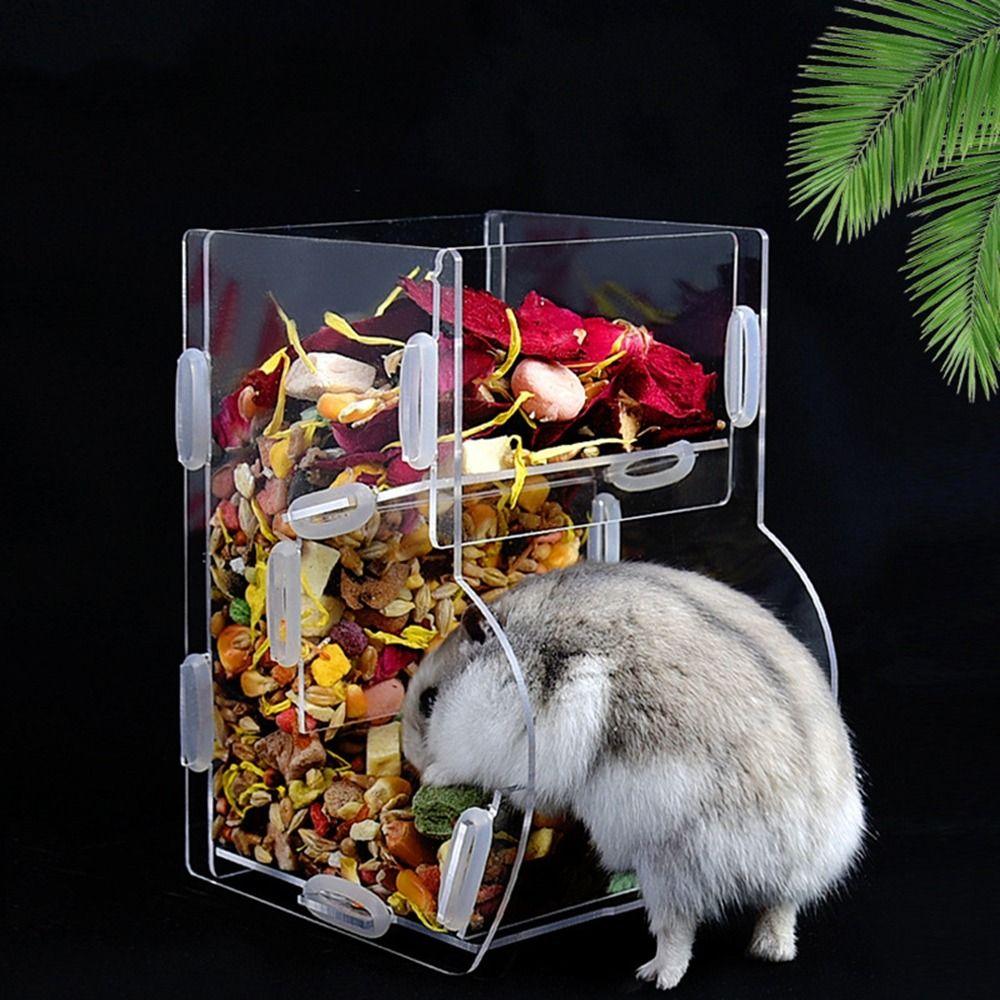 Acrylic Automatic Hamster Food Feeder Large Capacity Small Pets Food Feeding Bowl  for Small Pets