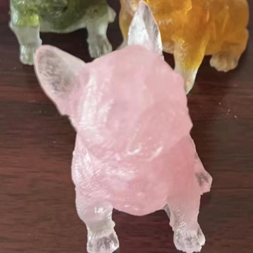 Charming Wangcai French Bulldog Figurine: Crystal Chip Stone Resin Craft