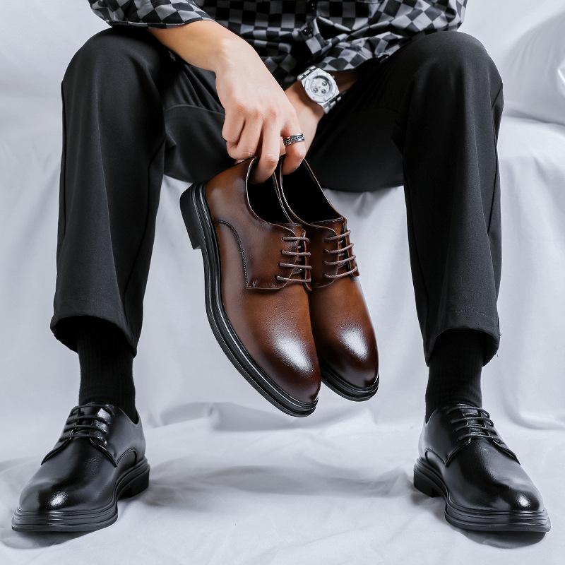Внутренние кожаные туфли с эффектом увеличения голенища, мужские новые деловые туфли в британском стиле, повседневные модные туфли с эффектом увеличения голенища 1396-R