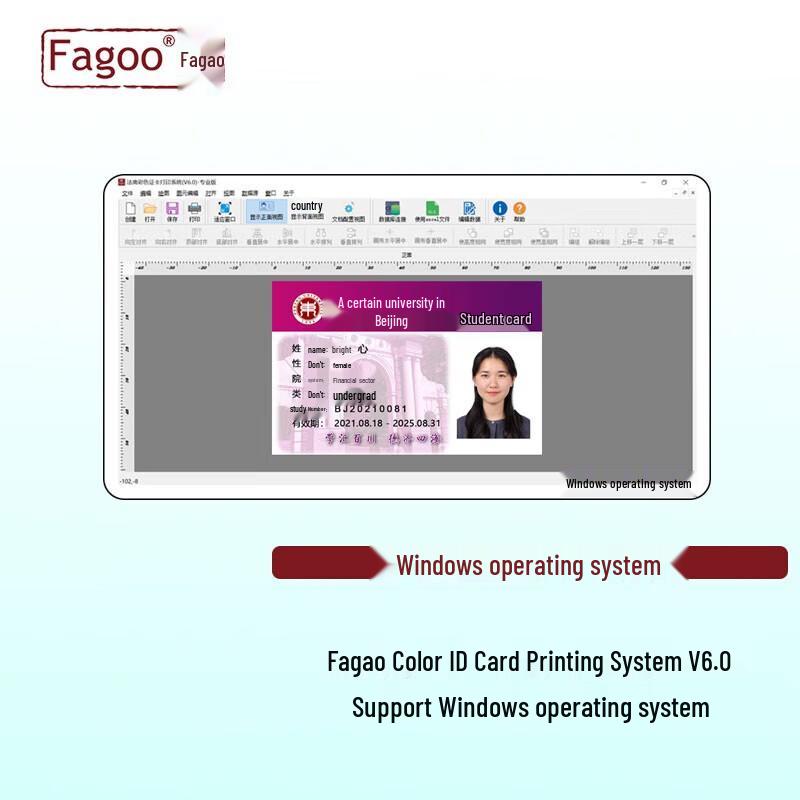 Fagoo V6.0 Профессиональная система печати цветных ID-карт CN-вилка (адаптер в комплекте)