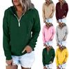 Женские однотонные пуловеры с капюшоном, повседневные толстовки с карманами на молнии и длинными рукавами