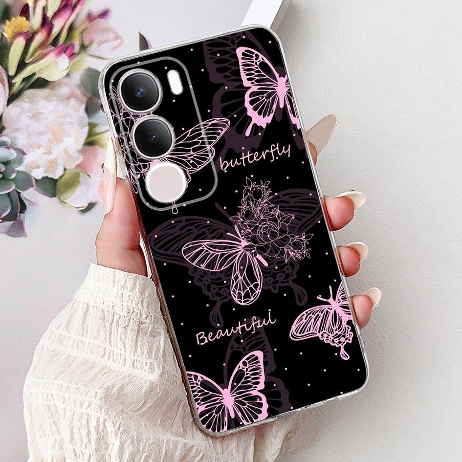 Silicone Case For Vivo Y19s V2419 Cover Lovely Cat Butterfly Cartoon Soft Back Protective Shell For Vivo Y19s 4G Y 19s TPU Coque