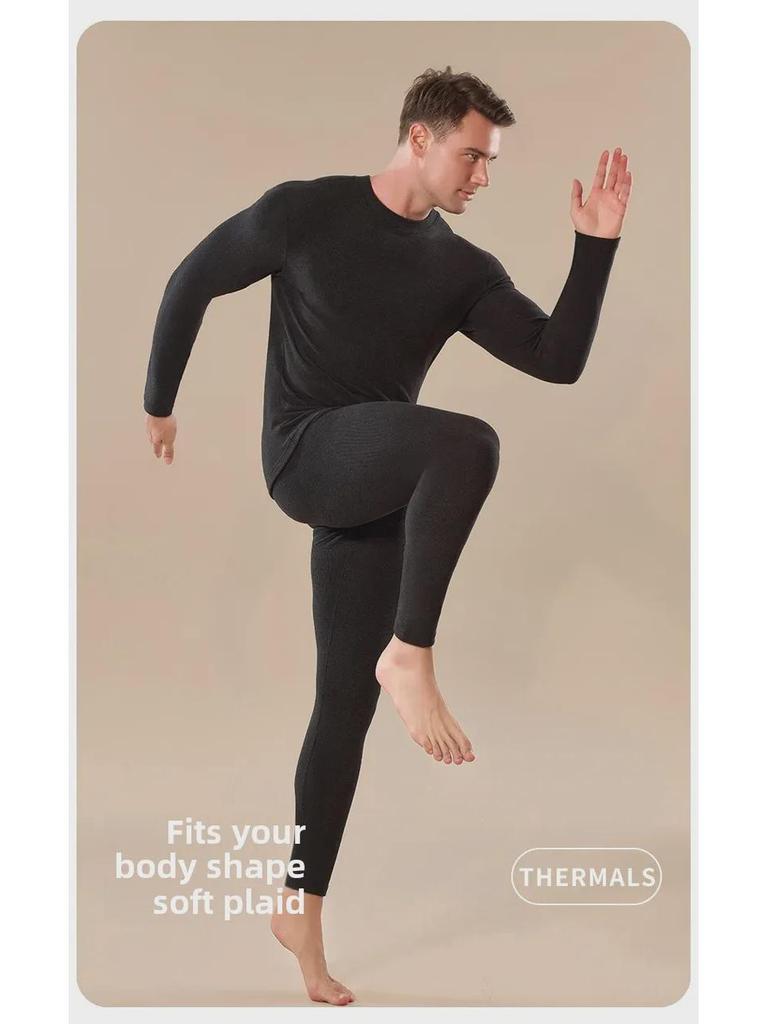 Мужской комплект термобелья из немецкого бархата — утепленный для осени/зимы с увлажняющей гиалуроновой кислотой, в комплект входит верх и низ.