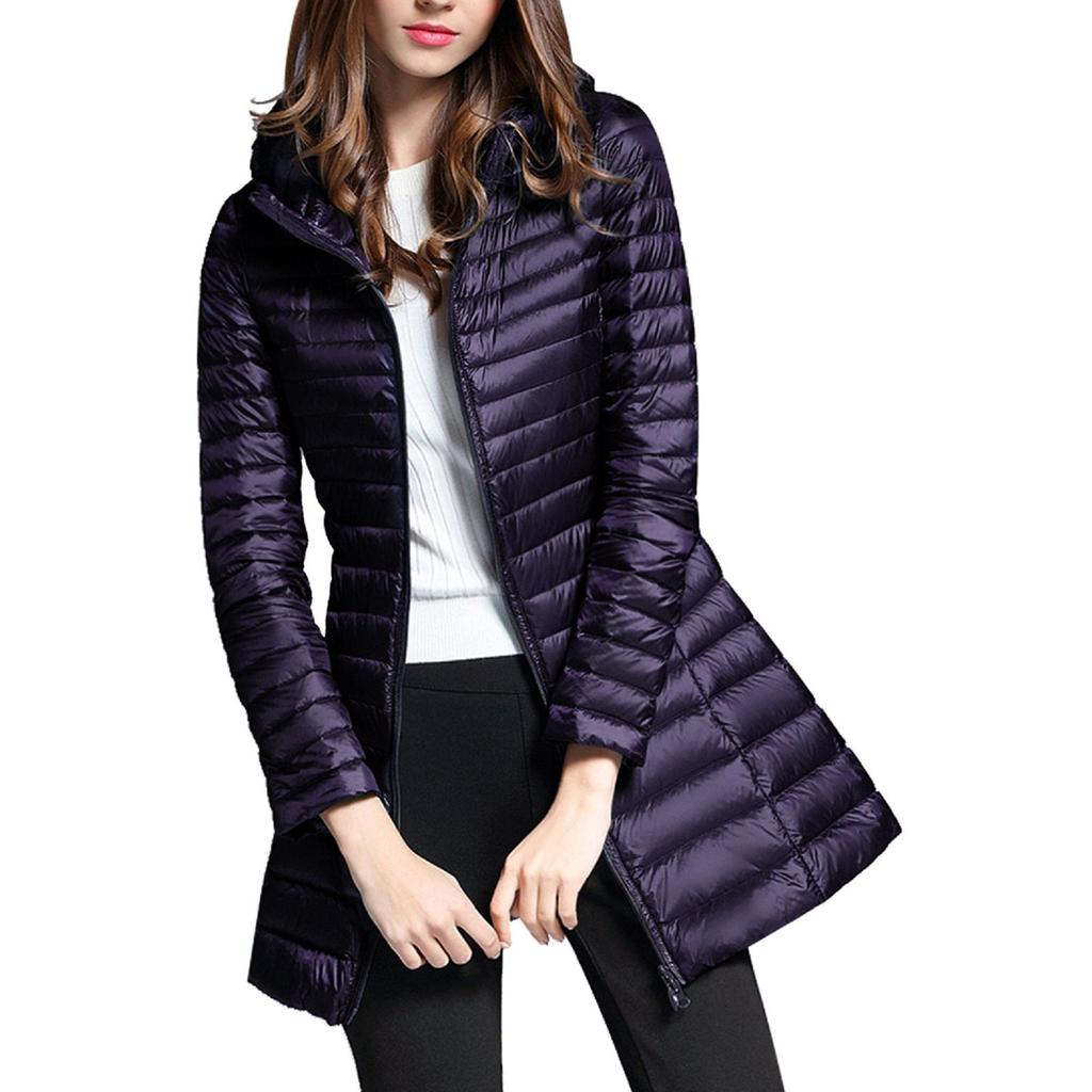 Женское стеганое пальто с капюшоном и длинным рукавом, зимняя теплая куртка средней длины на молнии и верхняя одежда