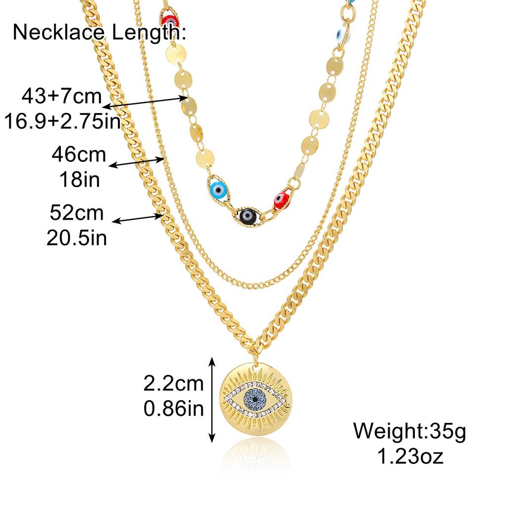Necklace for Women Jewelry Necklaces Premium Feeling Exaggerated Eyes Alloy Pendant Multi-Layer Necklace Beautiful Elegant Necklace for Her