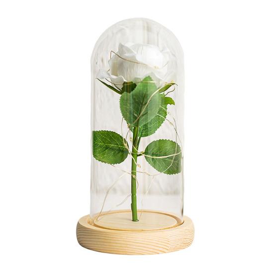 Artificial Rose Flowers Eternal Rose with LED Light Realistic Looking Battery Powered Simulation Rose Flower Holiday Gifts