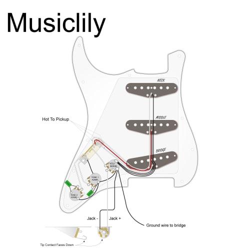Musiclily Basic 11-Hole Stratocaster Pre-Wired Pickguard with SSS Alnico V Pickups for ST Stratocaster Electric Guitar, Black, 3-Piece Set