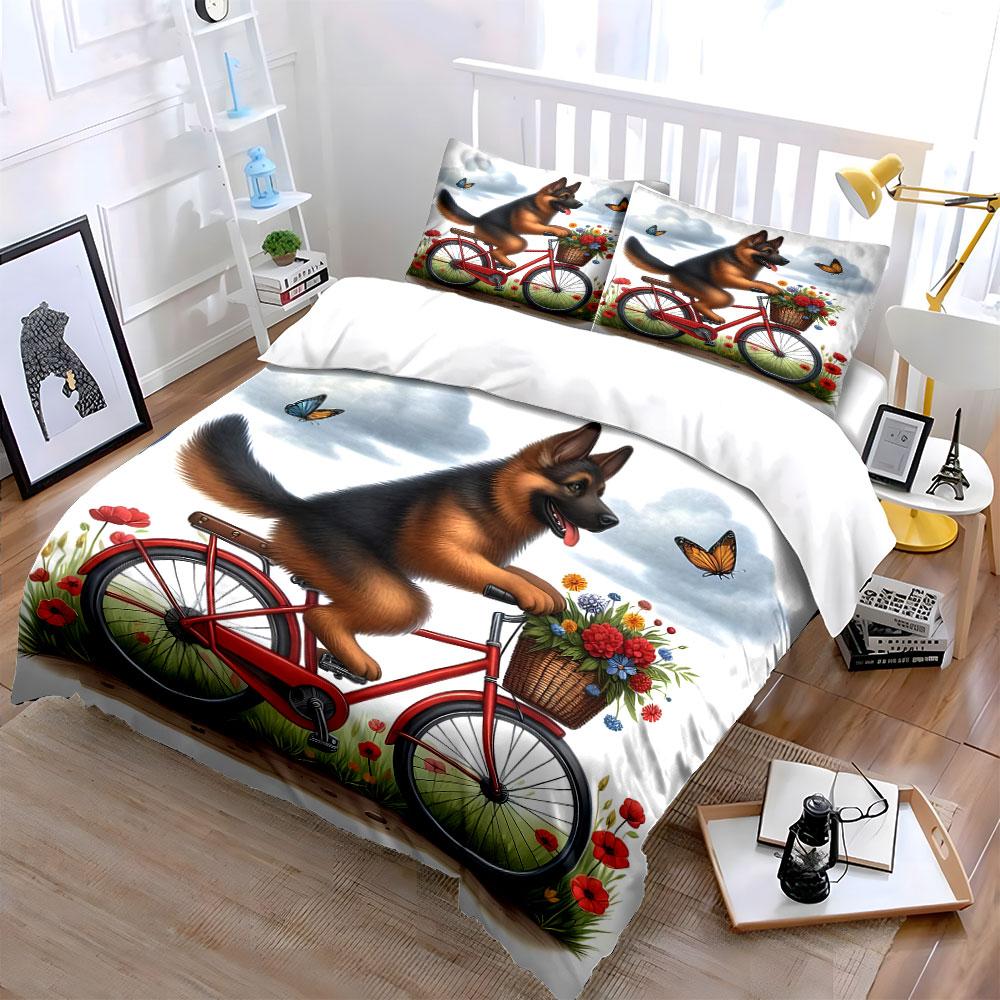 "Playful pup's cheerful ride" Bedding sets Duvet covers Pillowcases(1* Duvet Cover 2* Pillowcases without duvet insert)