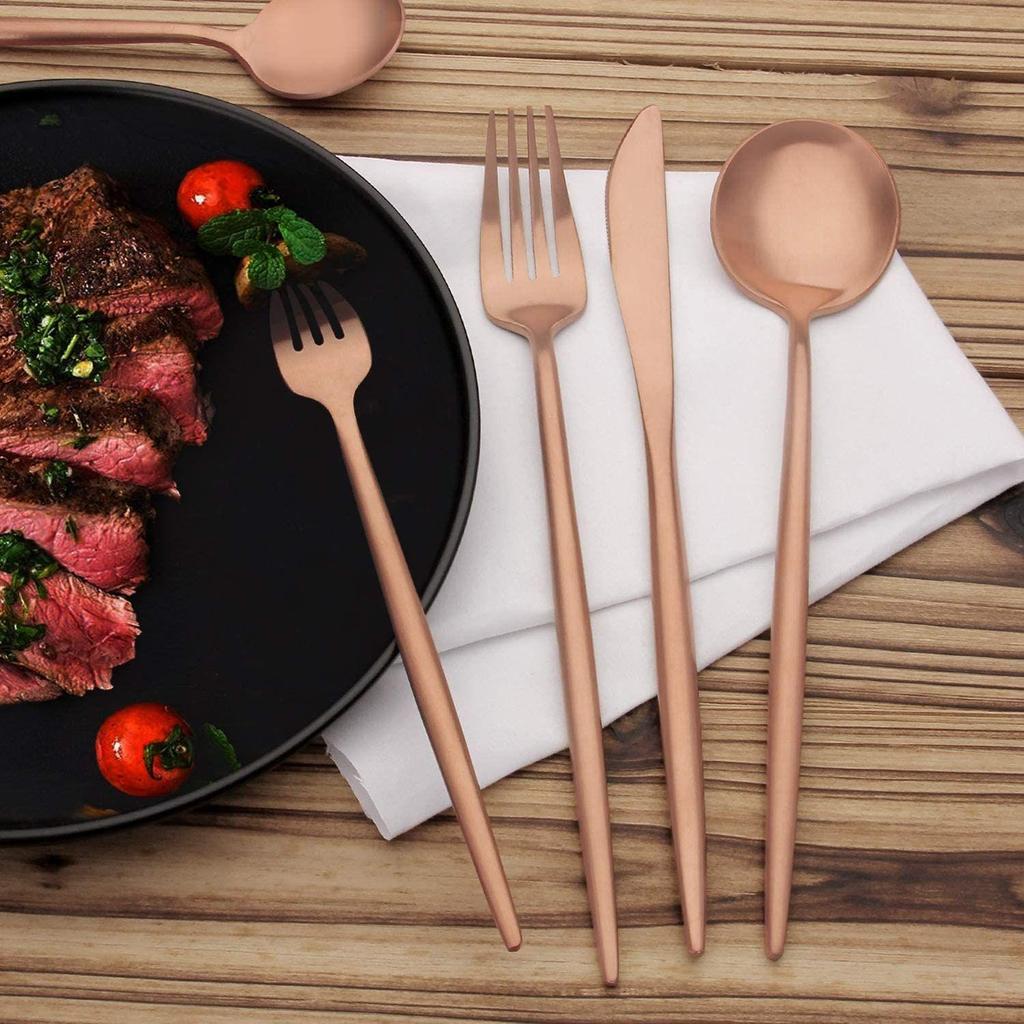 Набор столовых приборов из нержавеющей стали с зеркальной полировкой, покрытый розовым золотом, медный набор столового серебра, набор столовых приборов цвета розового золота
