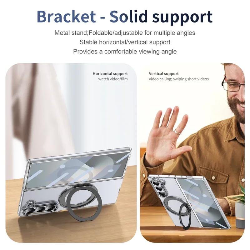 Вращающийся на 360° магнитный держатель Чехол для телефона для Samsung Galaxy Z Fold 7 6 5 4 3 Защитная пленка Magsafe Беспроводная зарядка Чехол