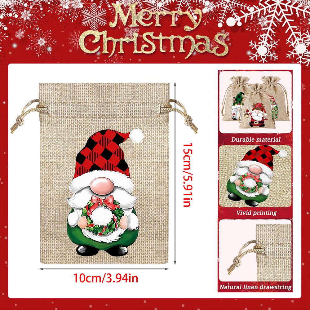 Christmas Candy Bags 12 Pieces Gnome Drawstring Home Decor Christmas Advent Bags for Halloween Thanksgiving Home Holiday New