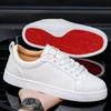 New Shoes for Men Leather Casual Shoes Fashion Flat Skateboard Shoes Street Cool Lace-up Sneaker