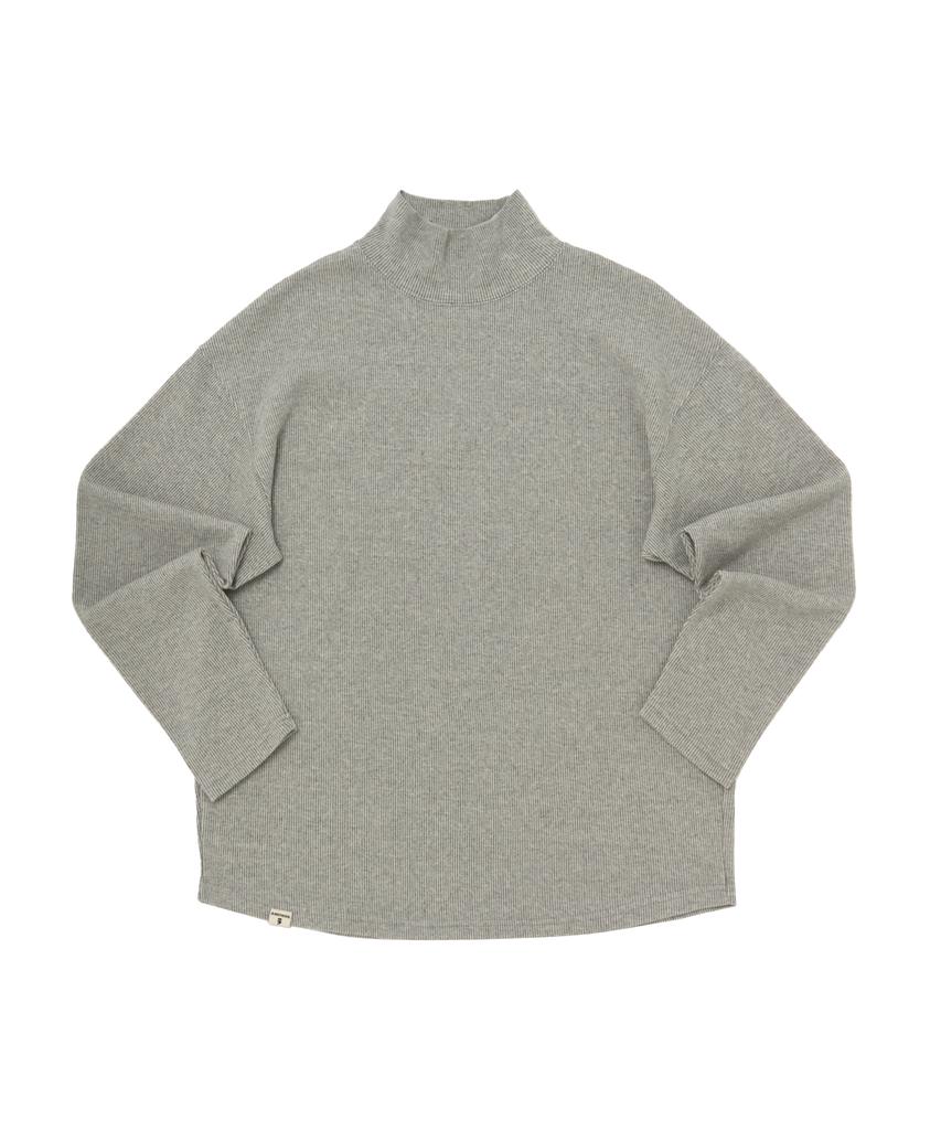 A NOTHING Rain Drop-Shoulder Turtle-Neck Tee (Gray)