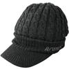 AVIREX Cable Knit Cap with and Winter Knit Black 023 Loose-Fit Brim, Men's Women's Cap, Mix,