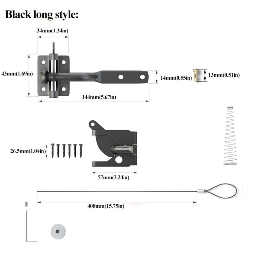 Carbon Steel Self Locking Gate Steel Spring Cable Garden Gate Fastener Outdoor Use
