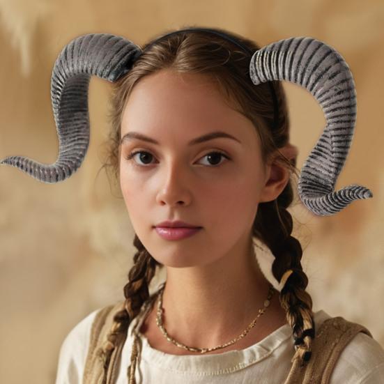Goat Horn Headband Gothic Devil Horns Hair Hoop Halloween Dress Up Hair Accessories for Halloween Party Cosplay Events